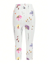 EMERY ROSE Women's White Flower Pattern Cropped Leggings